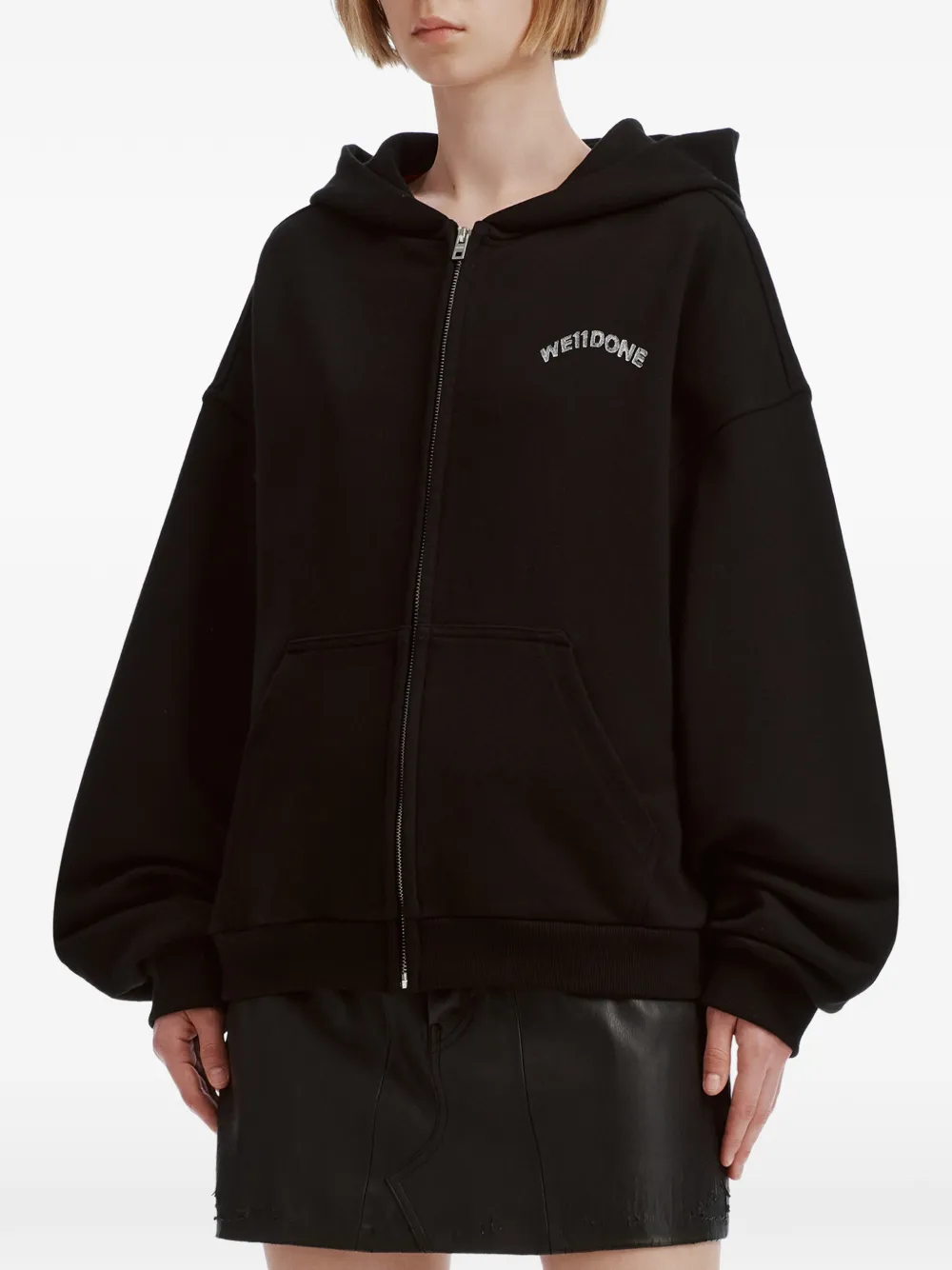 We11done teddy bear-print hoodie Zwart