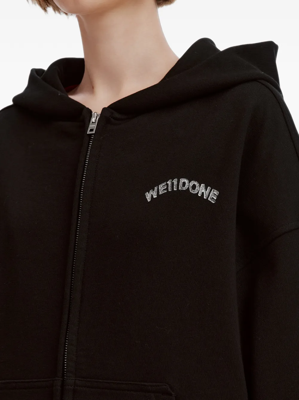 We11done teddy bear-print hoodie Zwart