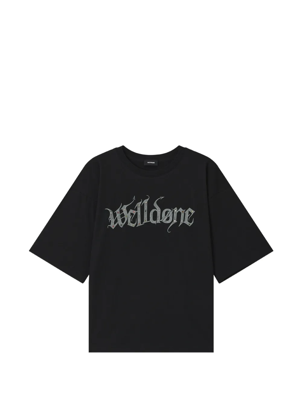 We11done crystal-embellished logo-print T-shirt Zwart