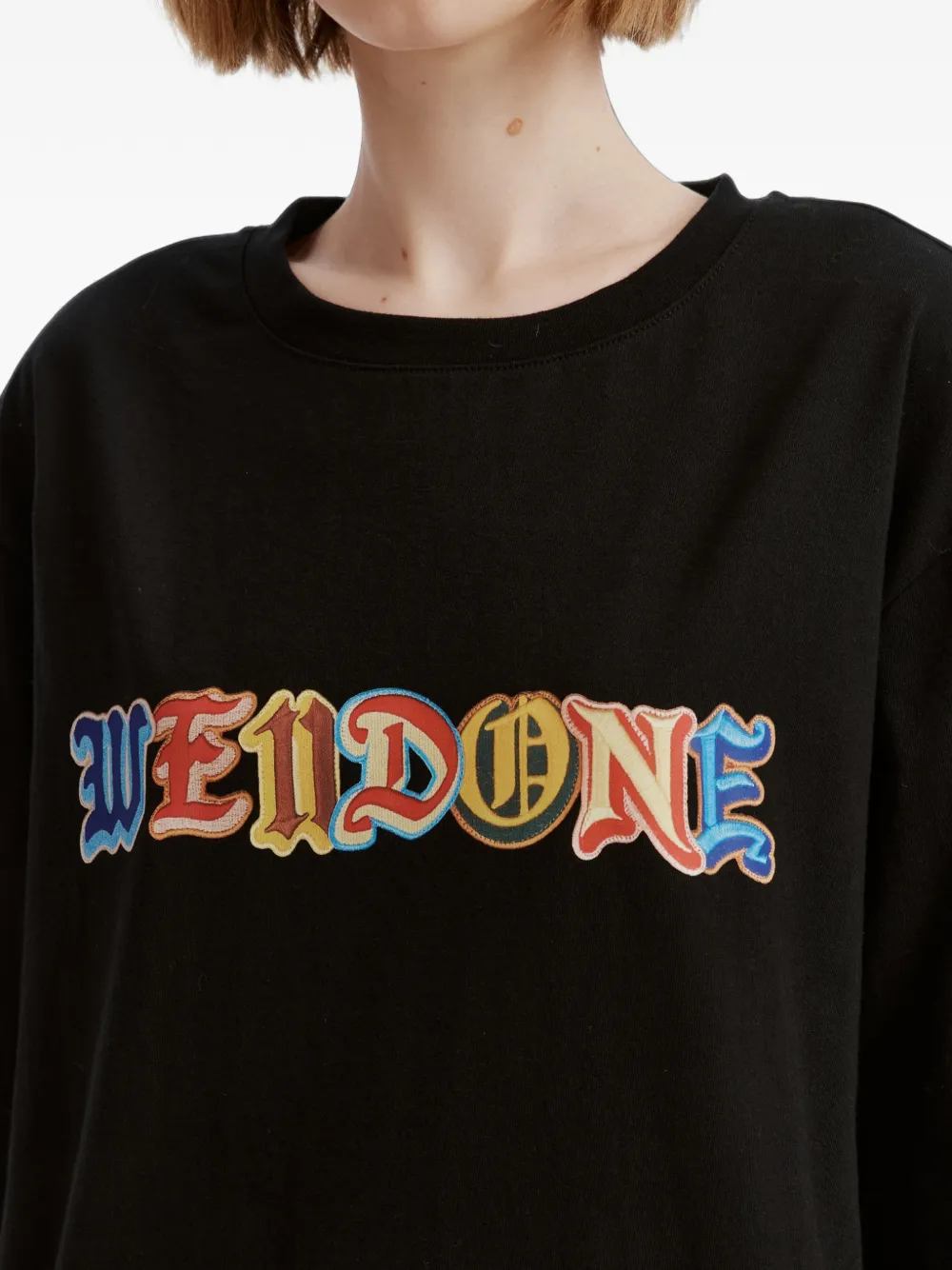 We11done Welldone logo-print T-shirt Zwart