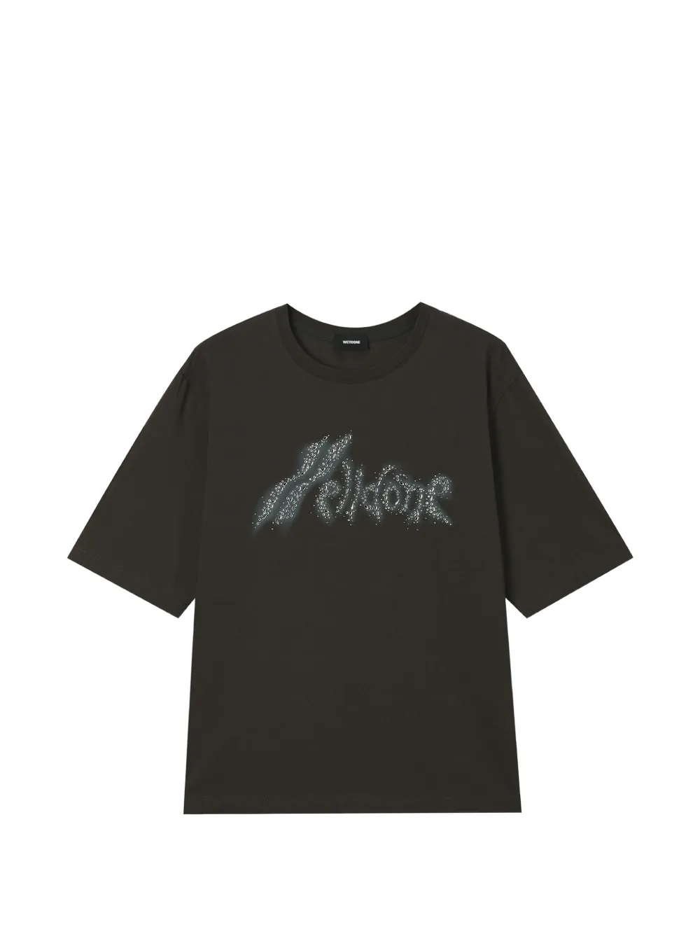 We11done crystal-embellished logo T-shirt Grijs