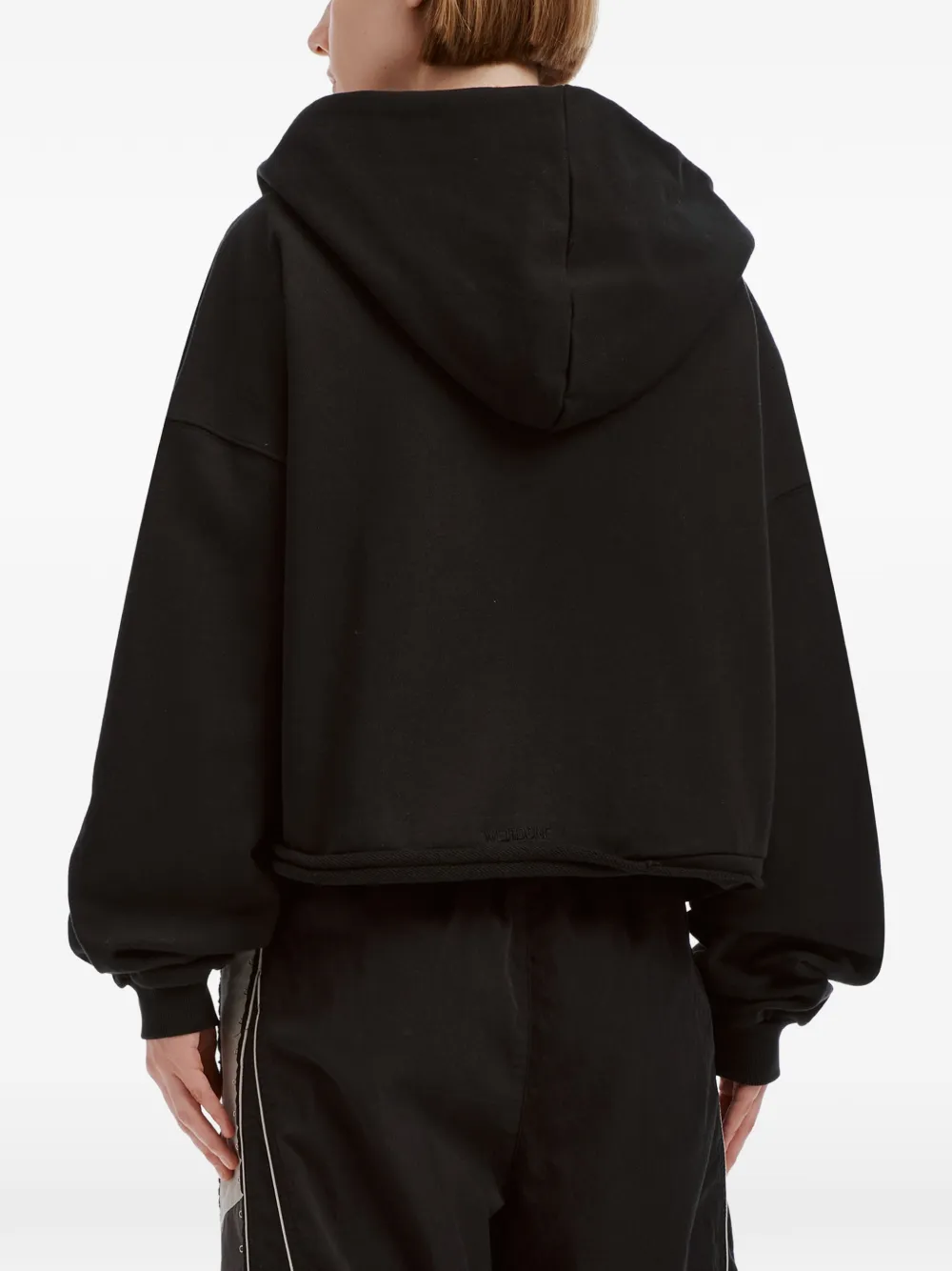 We11done logo-patch zip-up hoodie Zwart