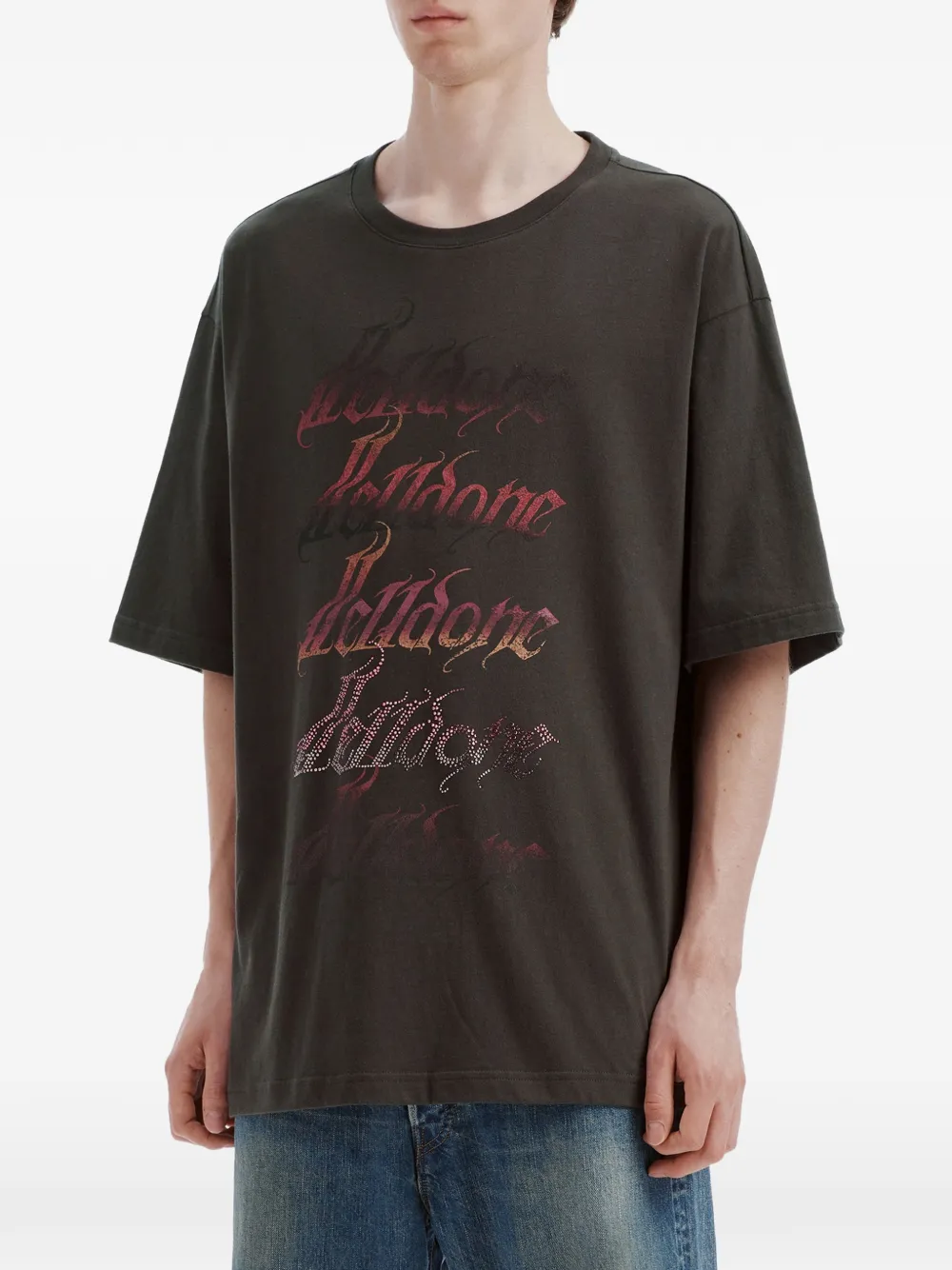 We11done logo-print cotton T-shirt Grijs