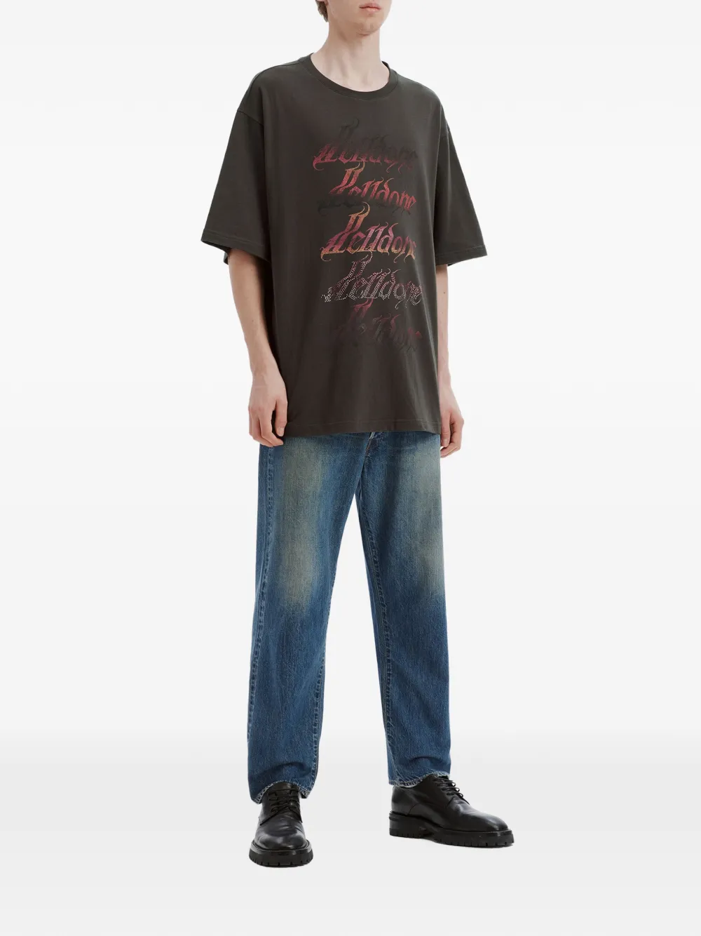 We11done logo-print cotton T-shirt Grijs