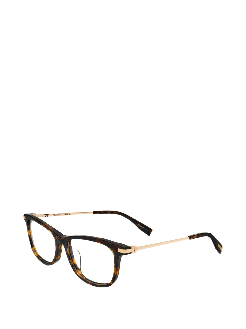 Trussardi tortoiseshell-effect rectangle-frame glasses Bruin
