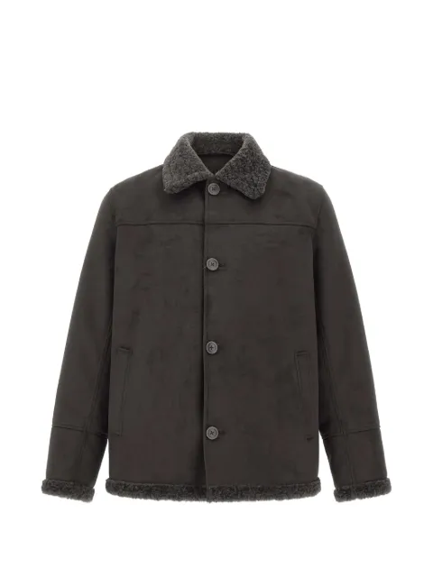 Herno shearling-trimmed faux-suede jacket