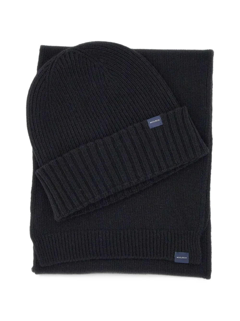 Woolrich ribbed-knit scarf and beanie hat (set of two) - Nero