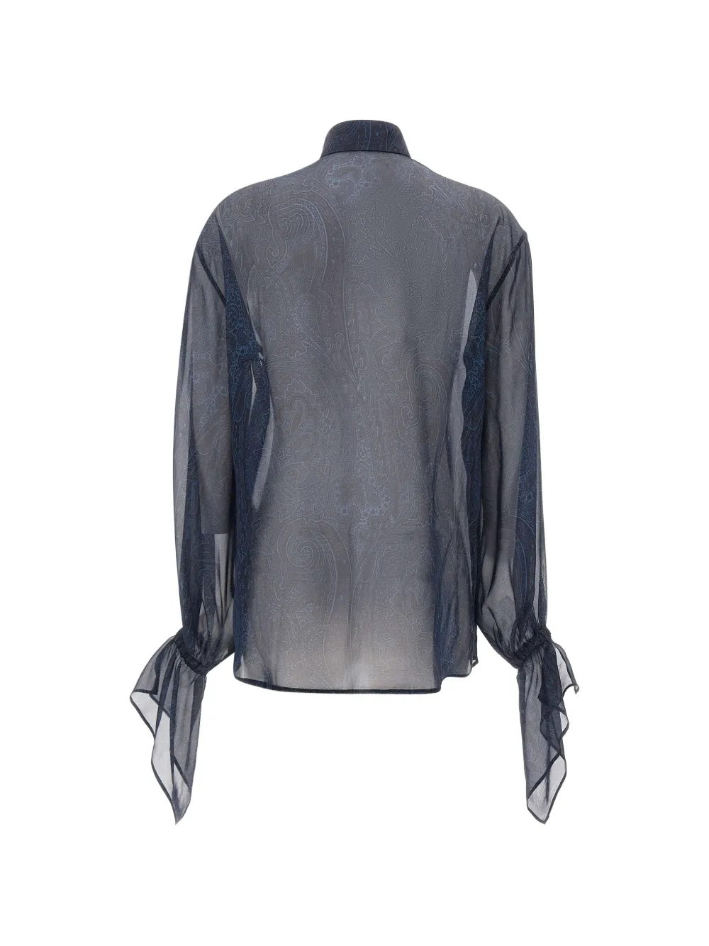 ETRO paisley-print ruffled shirt Blauw