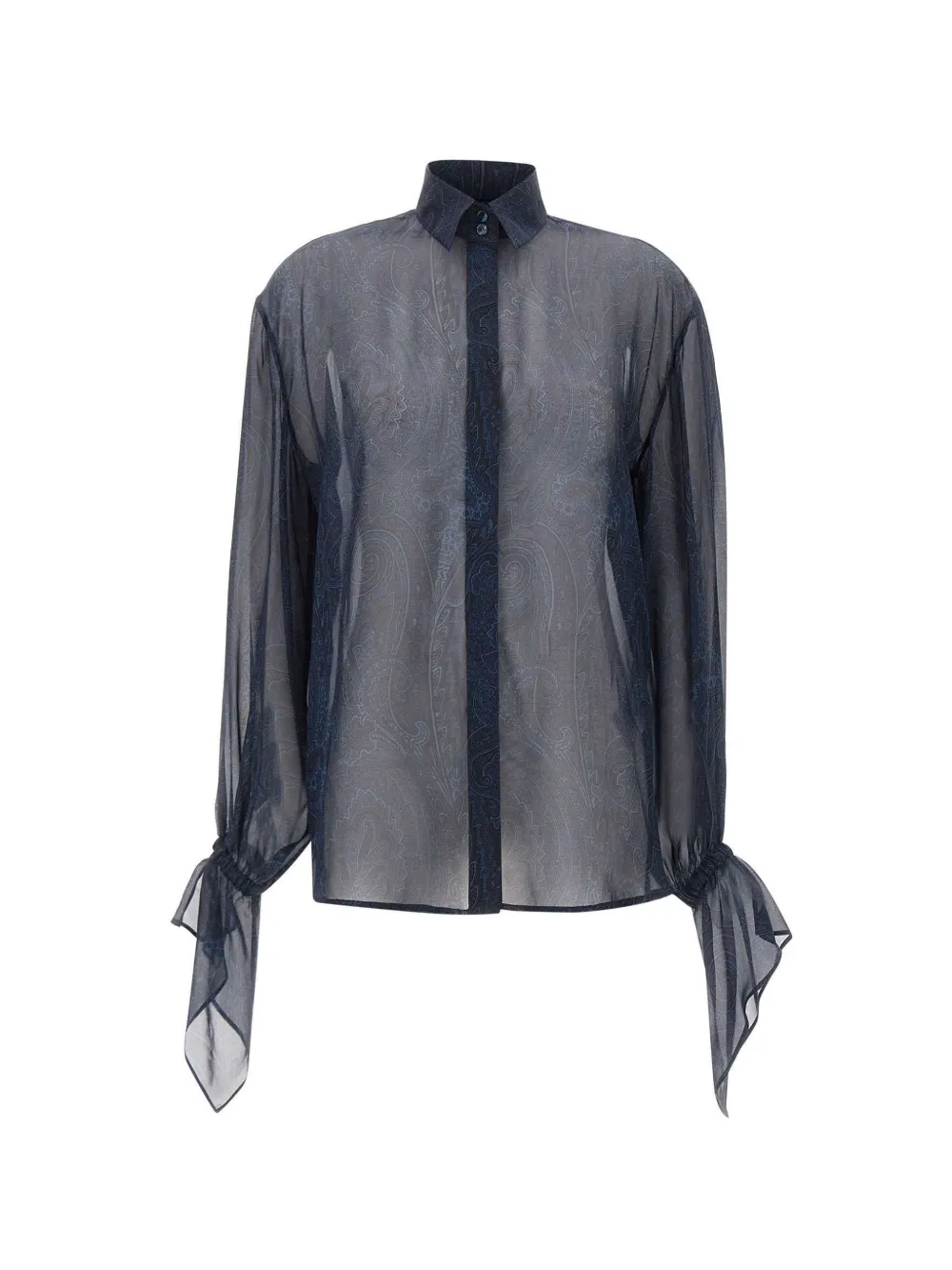 ETRO paisley-print ruffled shirt Blauw