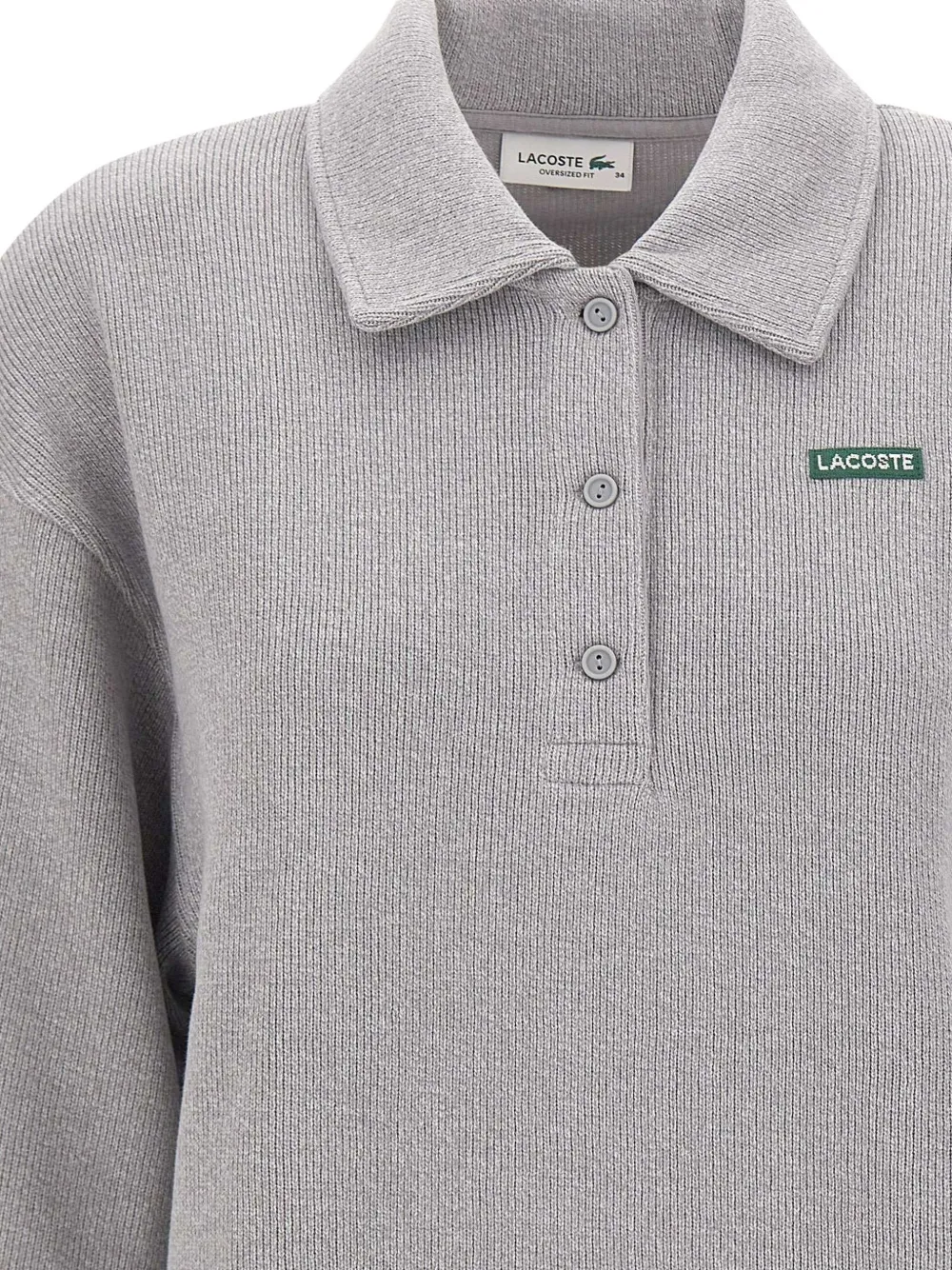 Lacoste oversized ribbed polo collar sweatshirt Grijs