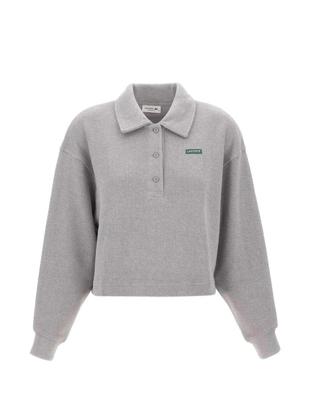 Lacoste Oversized Ribbed Polo Collar Sweatshirt In Grey