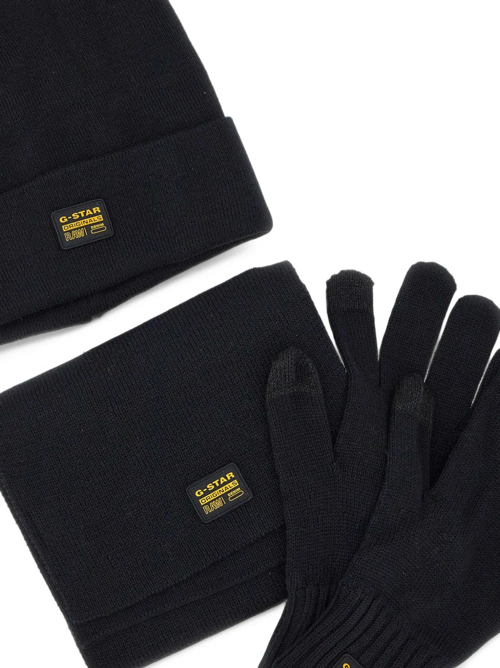 G-Star RAW logo-patch knit accessories set (set of three) Zwart