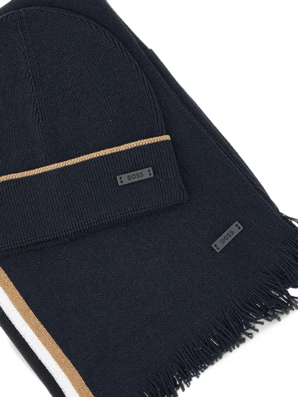 BOSS Henzo beanie hat and scarf set Blauw