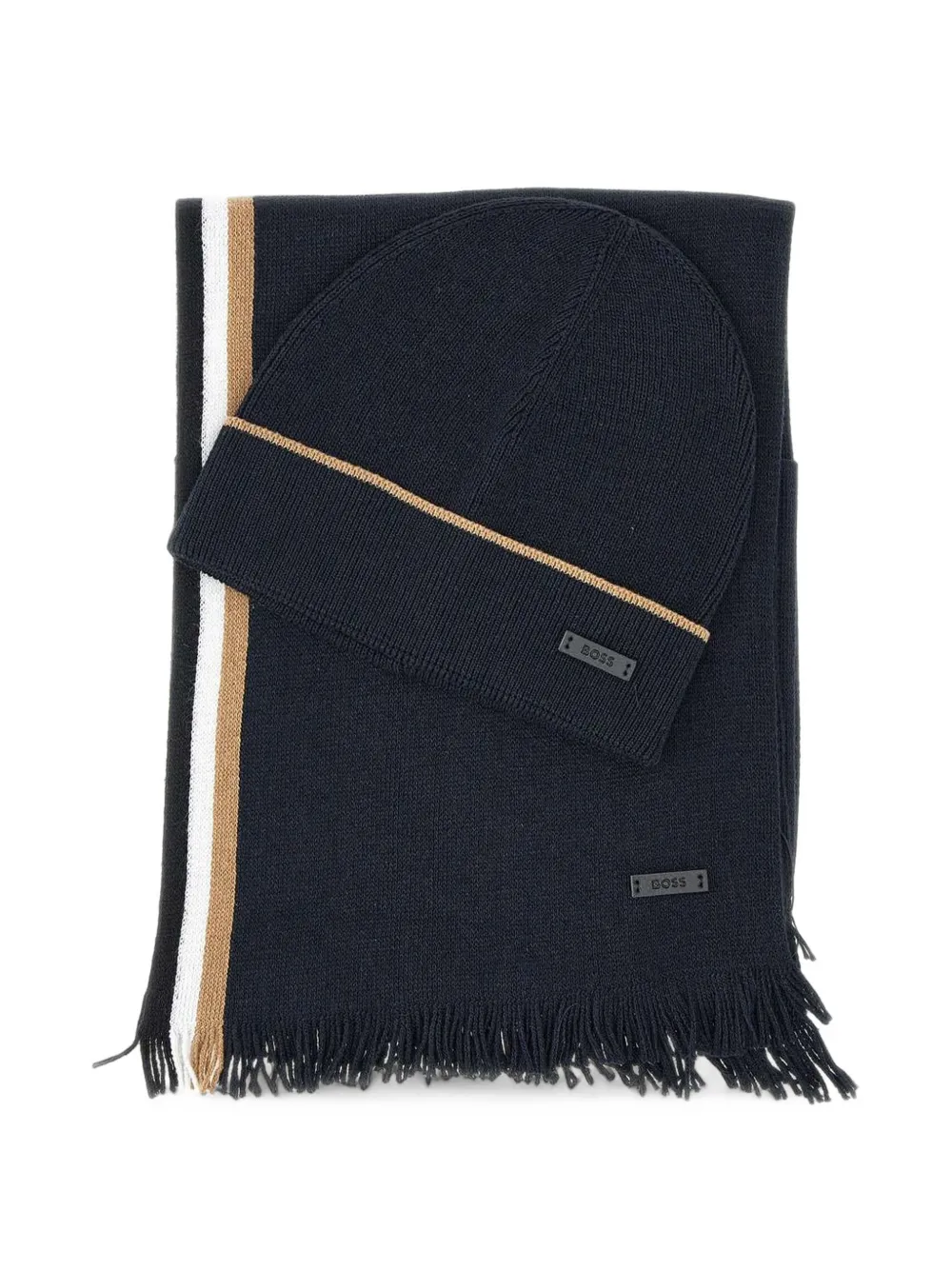BOSS Henzo beanie hat and scarf set - Blau