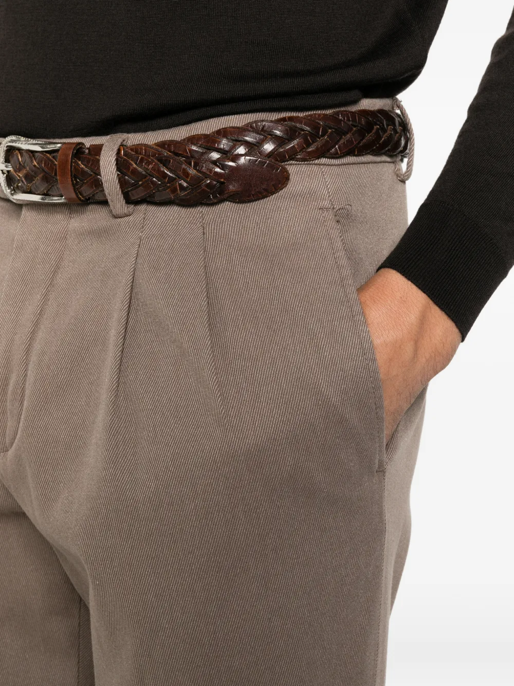 DEVORE Geplooide broek met omgeslagen pijpen Beige