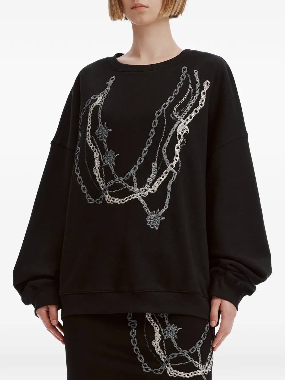 We11done chain-print sweatshirt Zwart