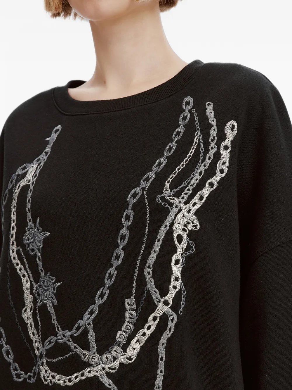 We11done chain-print sweatshirt Zwart