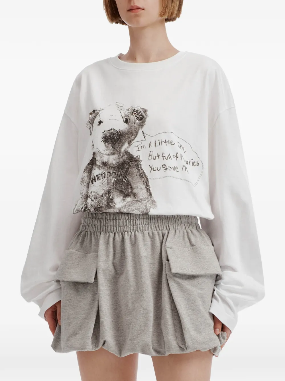 We11done graphic-print long-sleeve T-shirt Wit