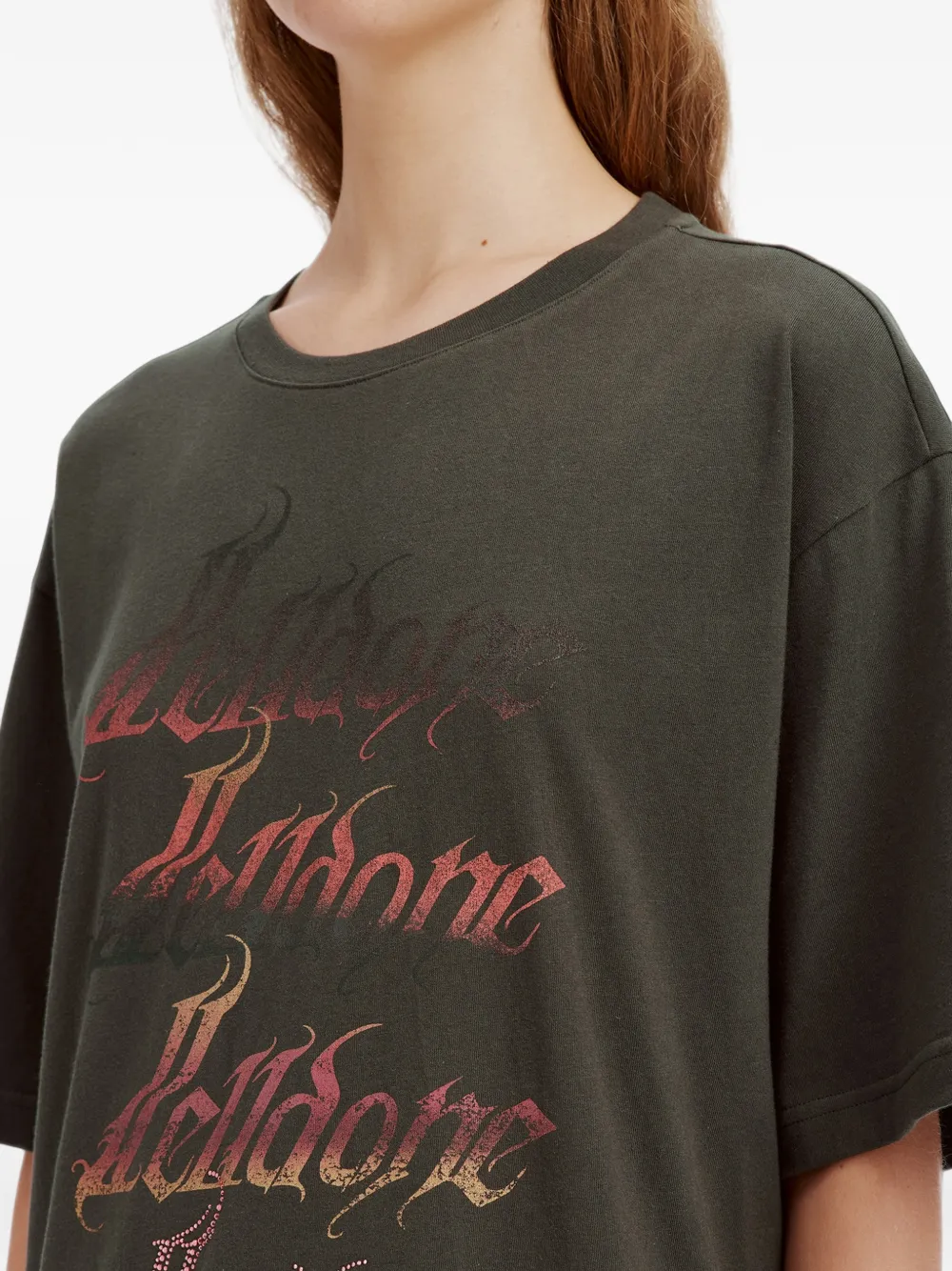 We11done logo-print rhinestone-embellished T-shirt Grijs