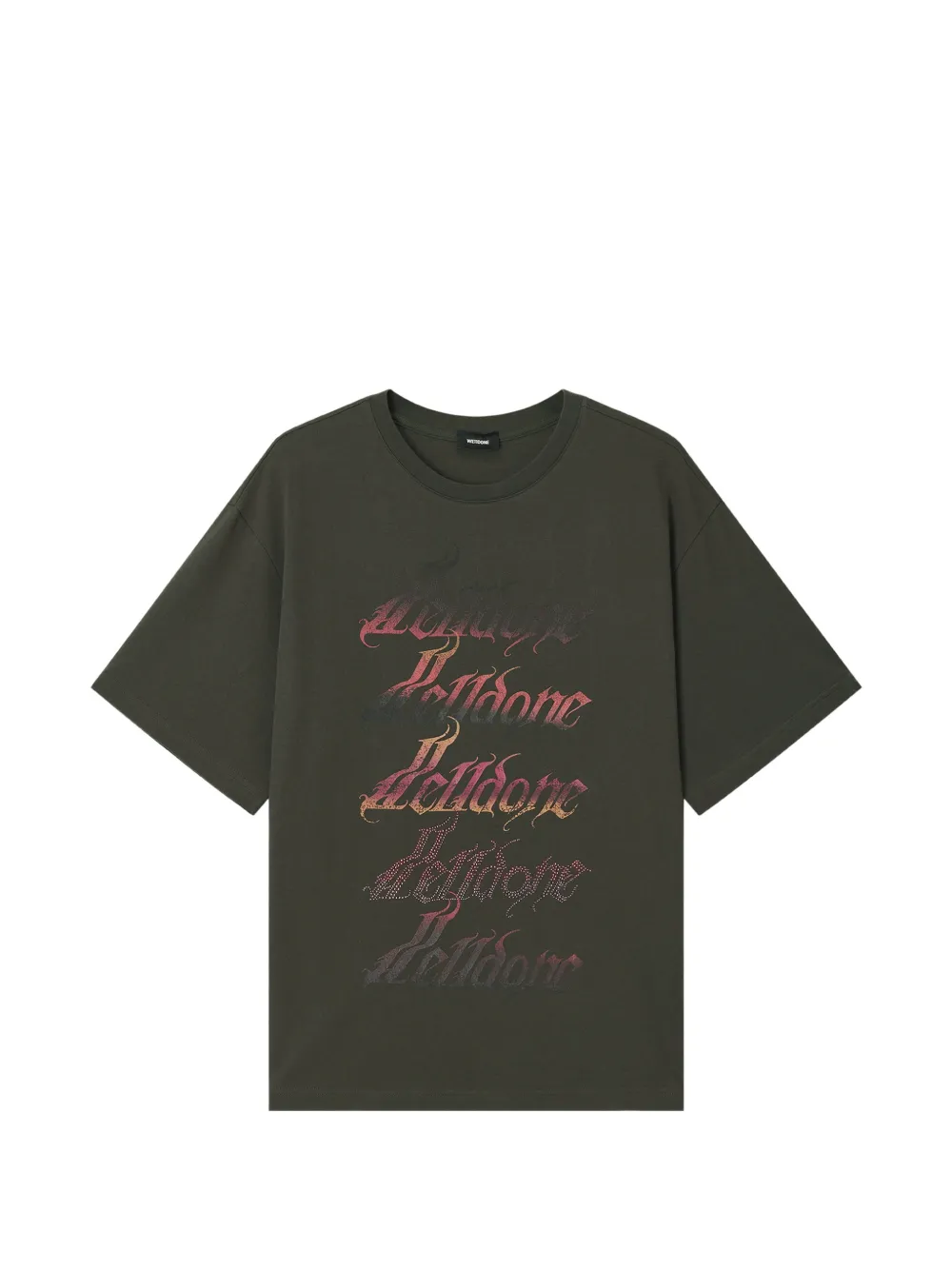 We11done logo-print rhinestone-embellished T-shirt Grijs