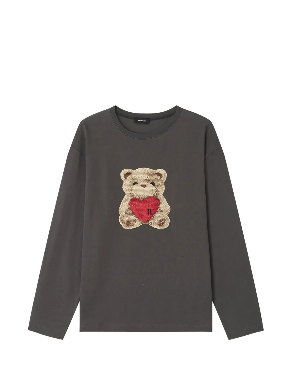 We11 Done Teddy-bear Patch Long-sleeve T-shirt In 灰色