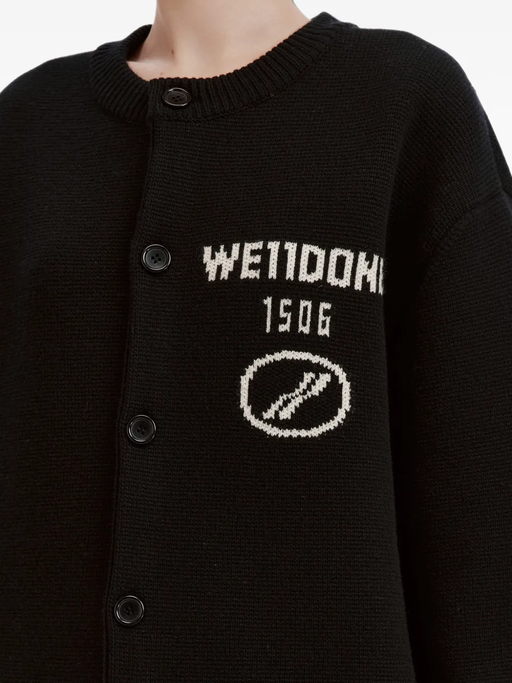 We11done logo-intarsia cardigan Zwart
