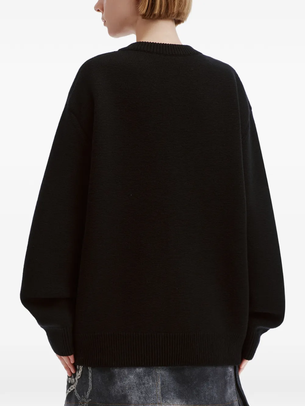 We11done logo-intarsia cardigan Zwart