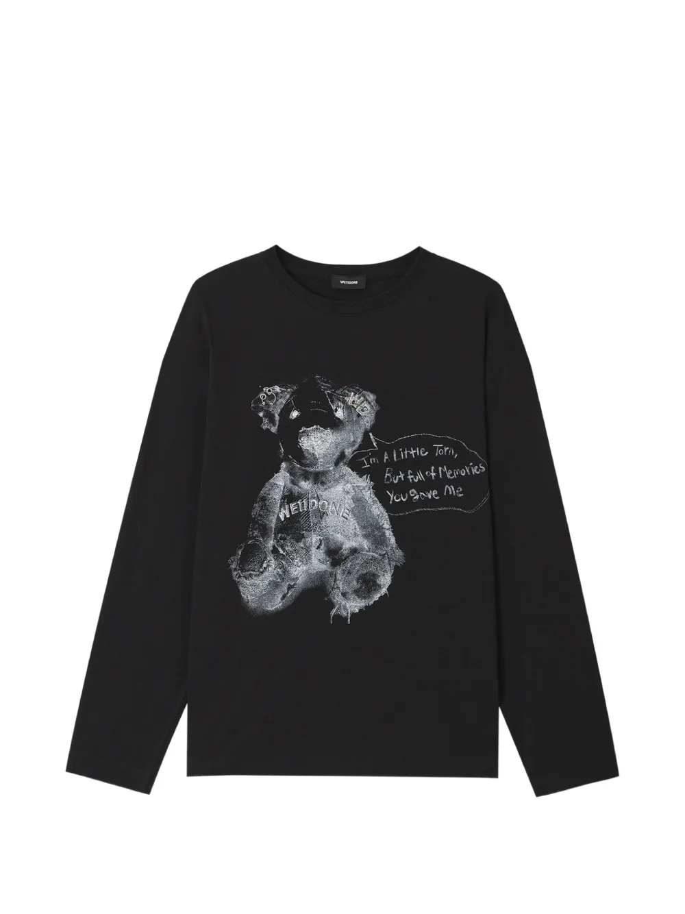 We11done teddy-bear print long-sleeve T-shirt Zwart