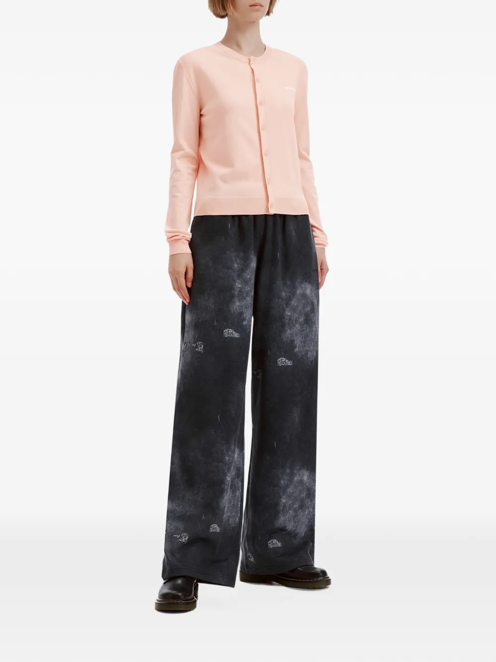 We11done logo-embroidered cardigan Roze