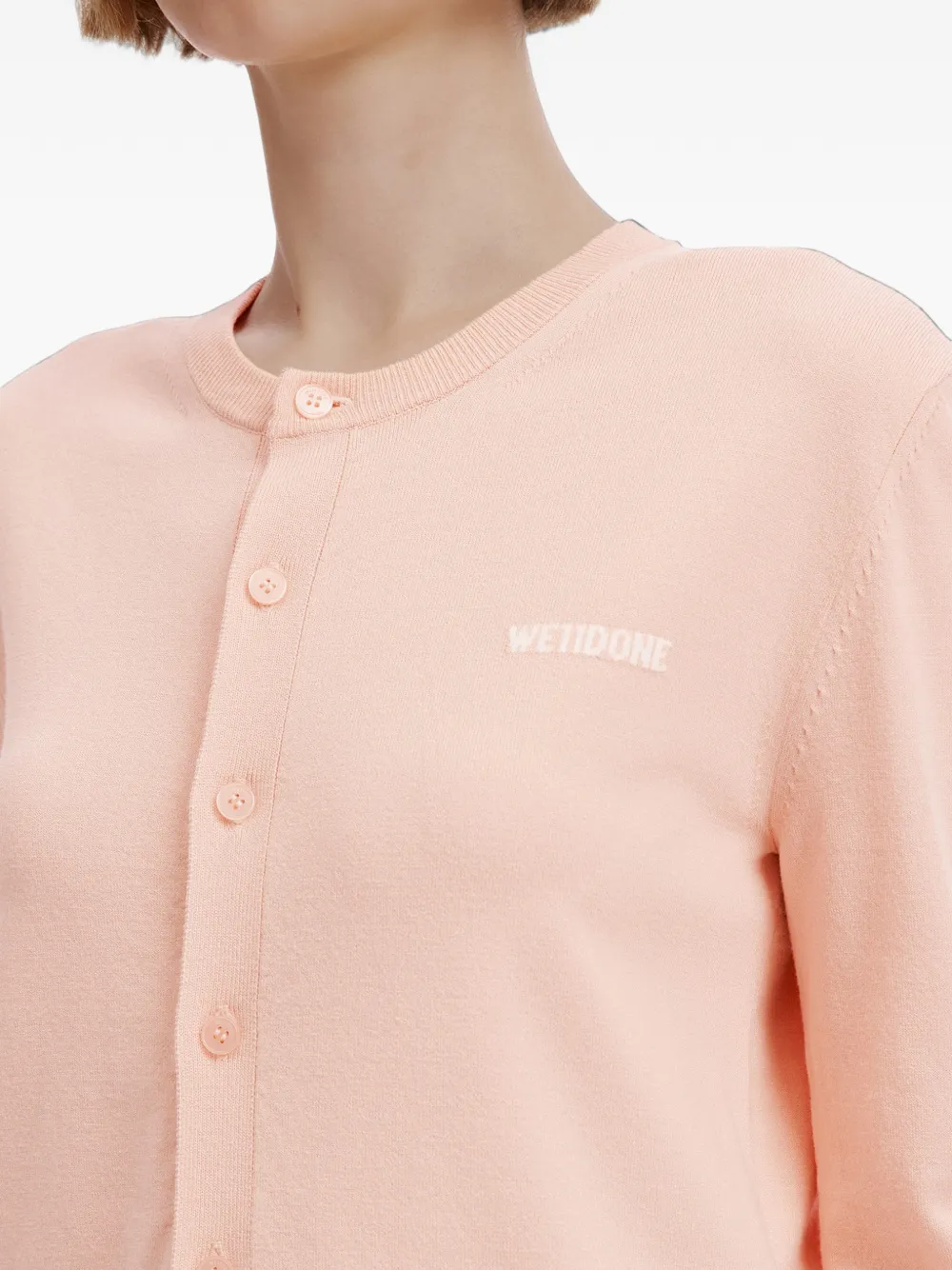 We11done logo-embroidered cardigan Roze