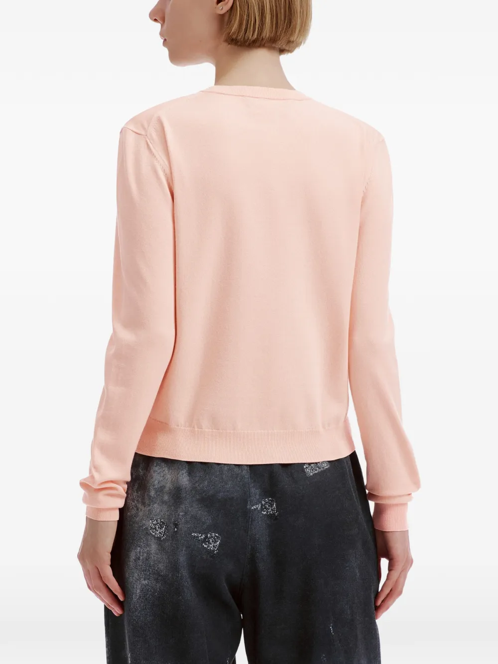 We11done logo-embroidered cardigan Roze