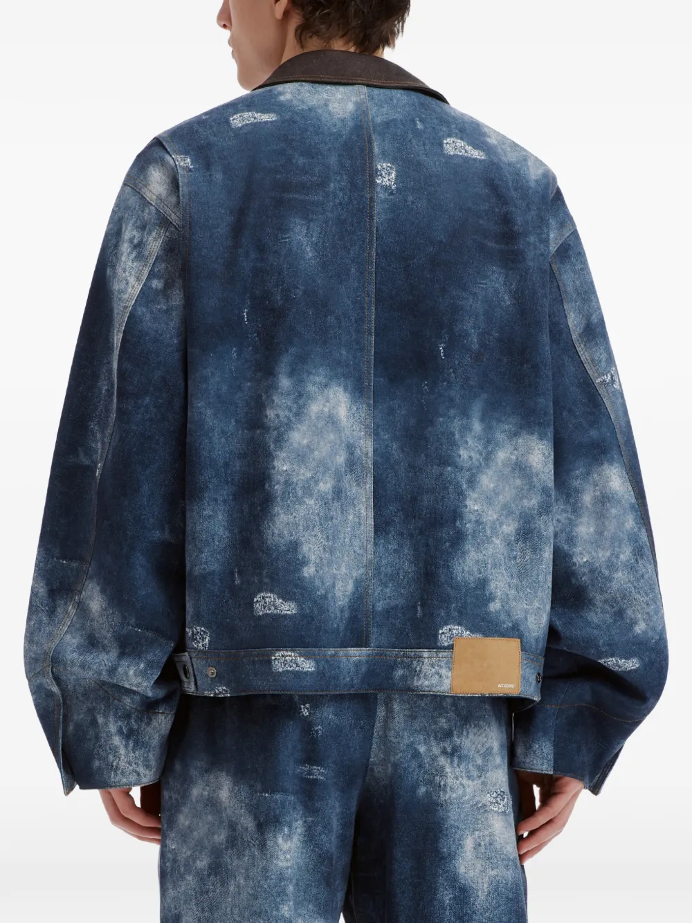 We11done distressed bleached-effect jacket Blauw