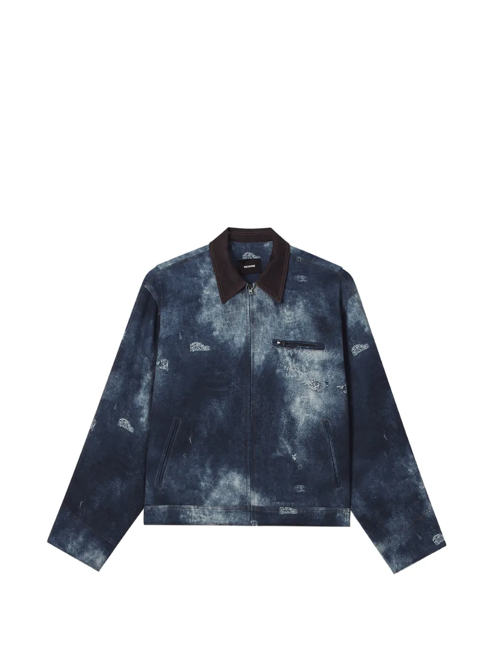 We11done distressed bleached-effect jacket Blauw