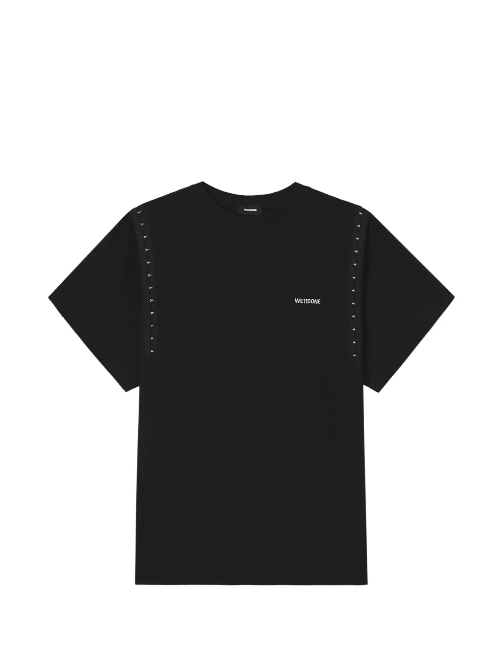 We11done logo-print hook-detail T-shirt Zwart