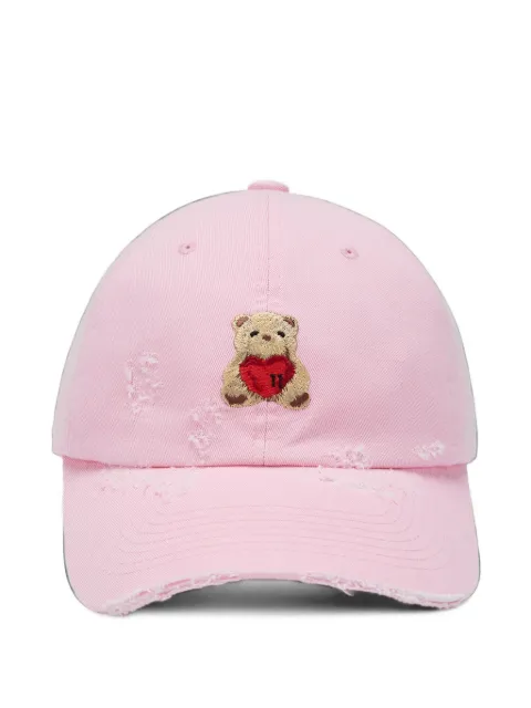 We11done distressed teddy-bear baseball cap