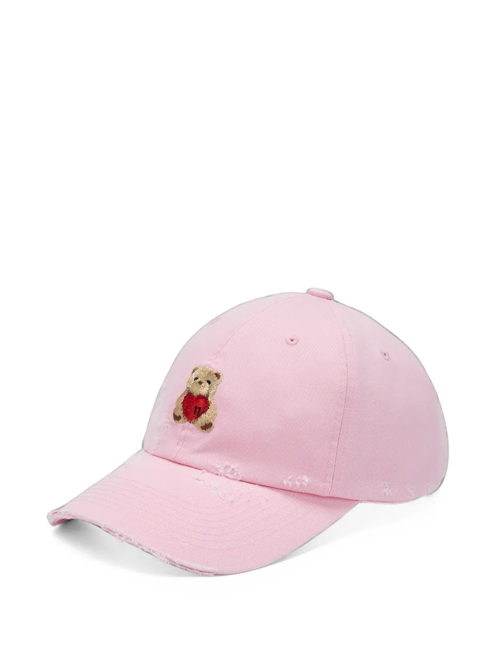 We11done distressed teddy-bear baseball cap Roze