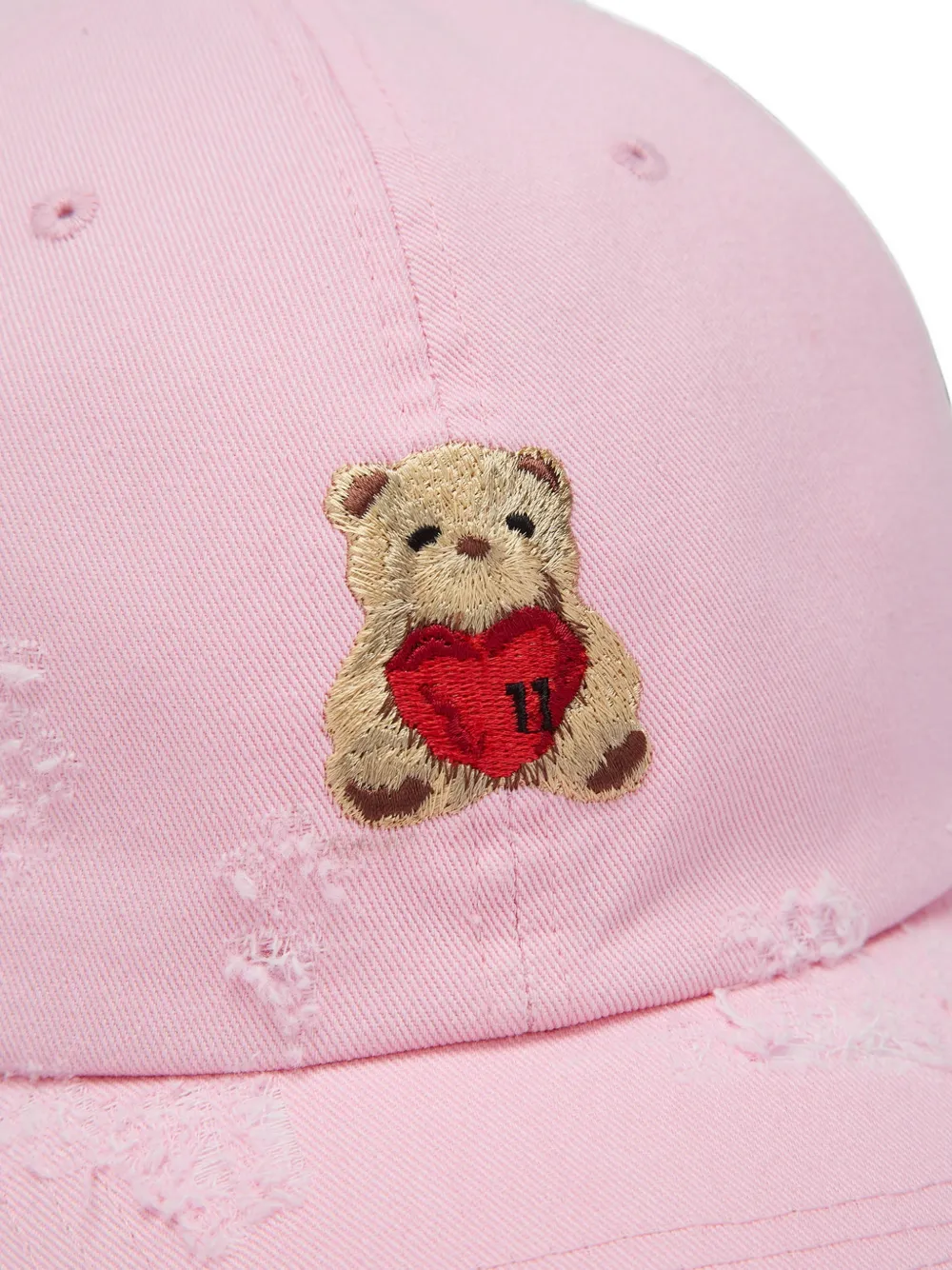 We11done distressed teddy-bear baseball cap Roze