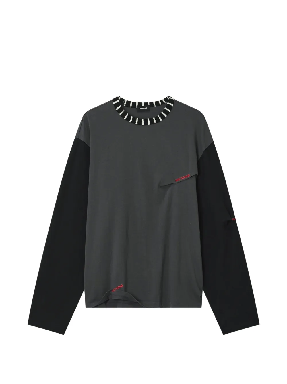 We11done striped-trim long-sleeve T-shirt Grijs