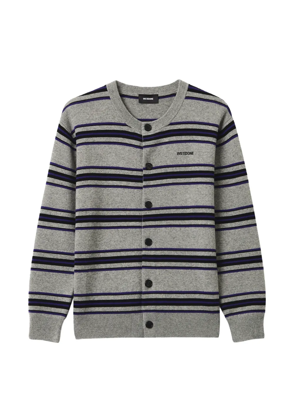 We11done striped logo-embroidered cardigan - Gris We11done striped logo-embroidered cardigan - Gris