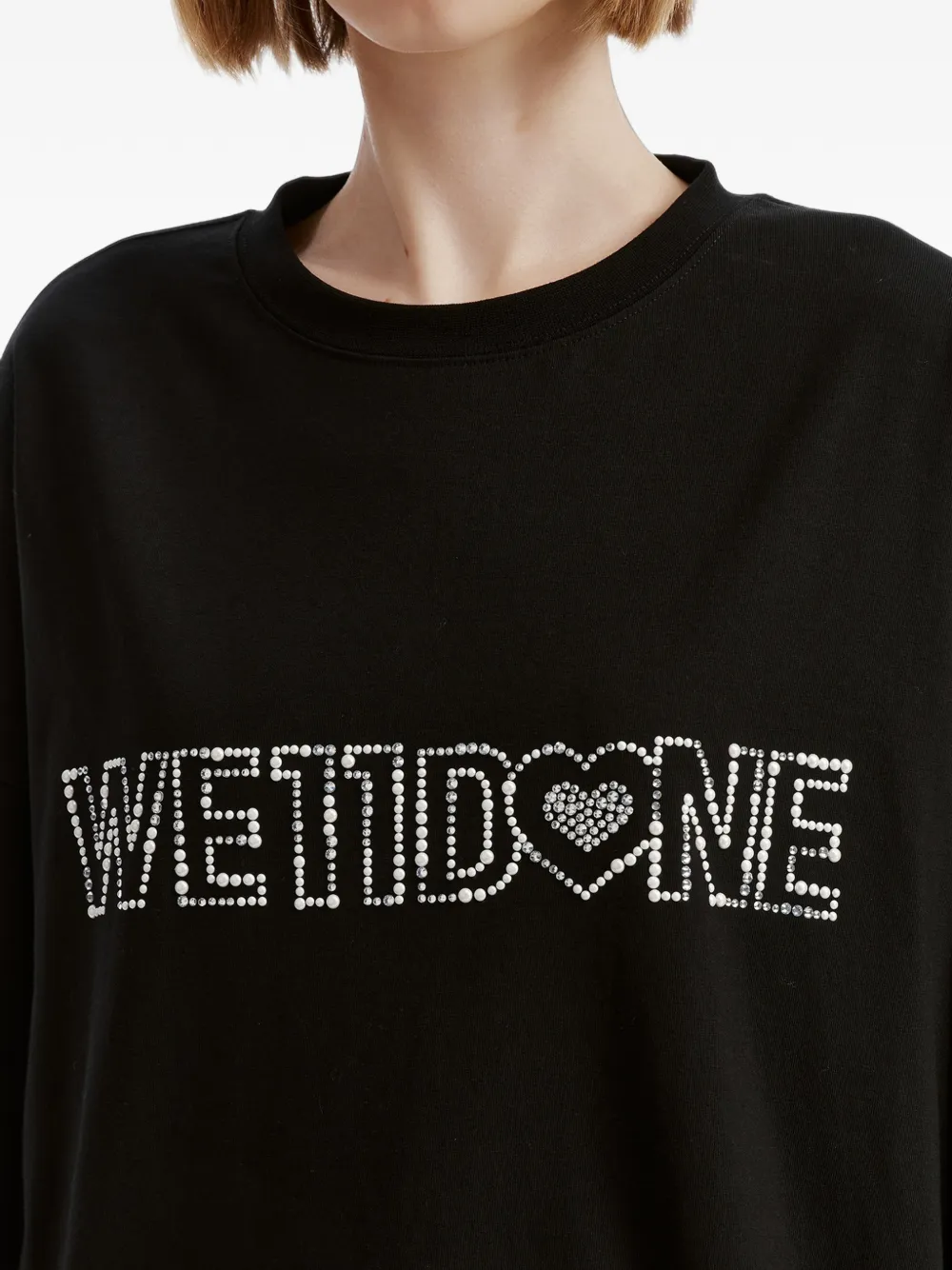 We11done crystal-embellished long-sleeve T-shirt Zwart