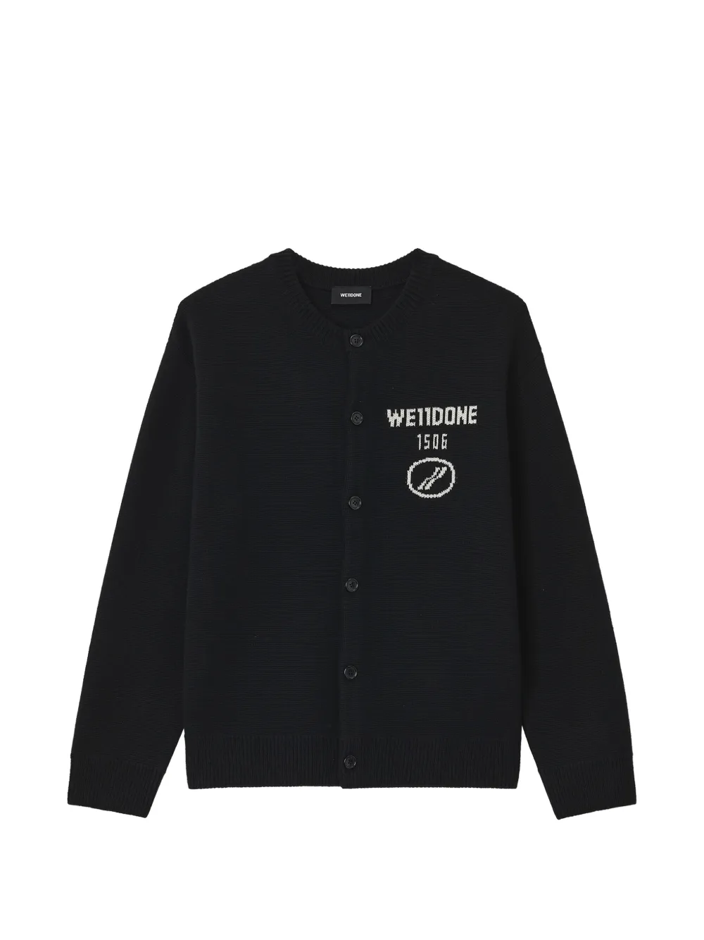 We11done logo-intarsia knitted cardigan - Noir We11done logo-intarsia knitted cardigan - Noir
