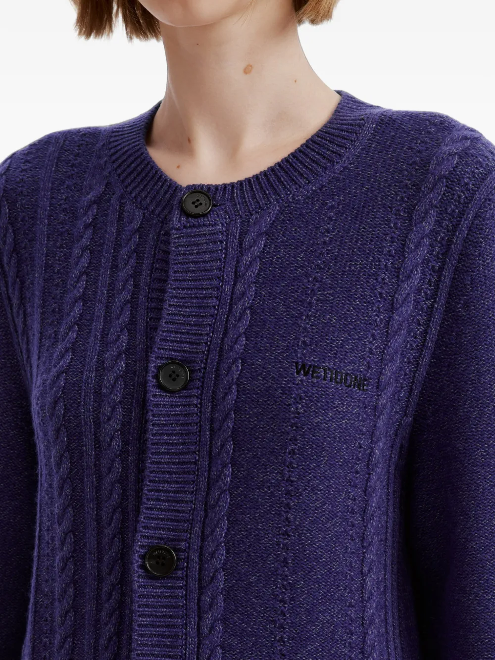 We11done cable-knit cardigan Paars