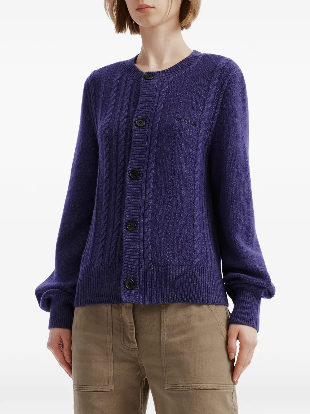 We11done cable-knit cardigan Paars
