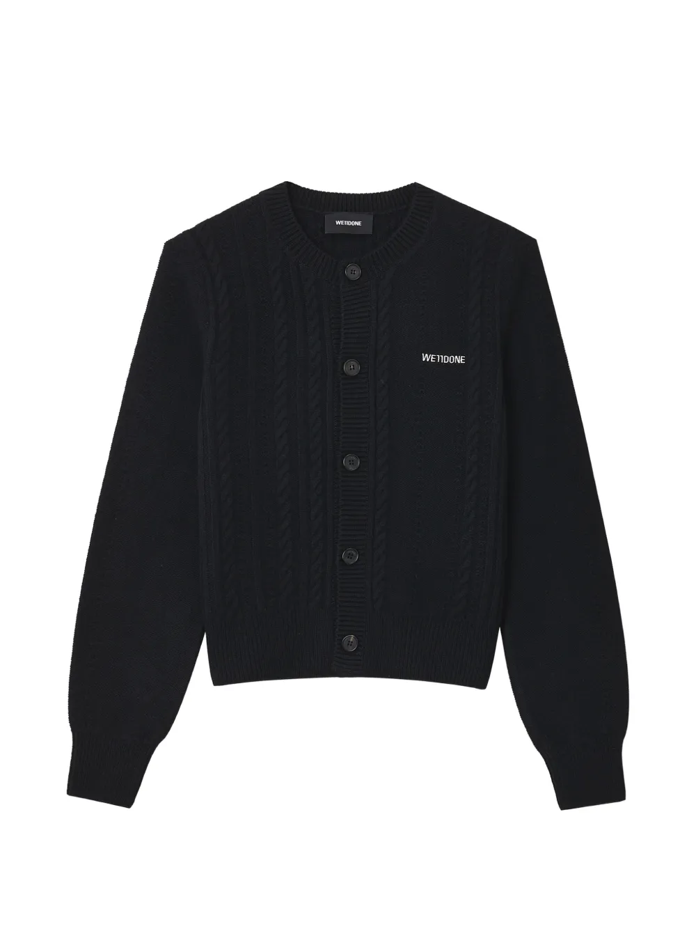 We11done cable-knit logo-embroidered cardigan - Noir We11done cable-knit logo-embroidered cardigan - Noir