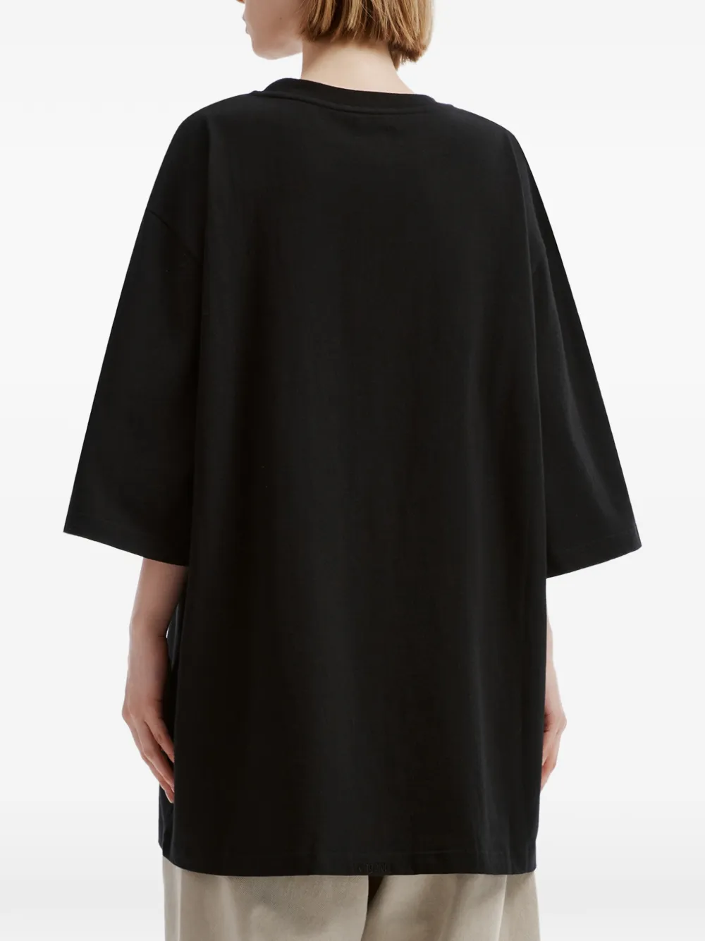We11done logo-print drop-shoulder T-shirt Zwart