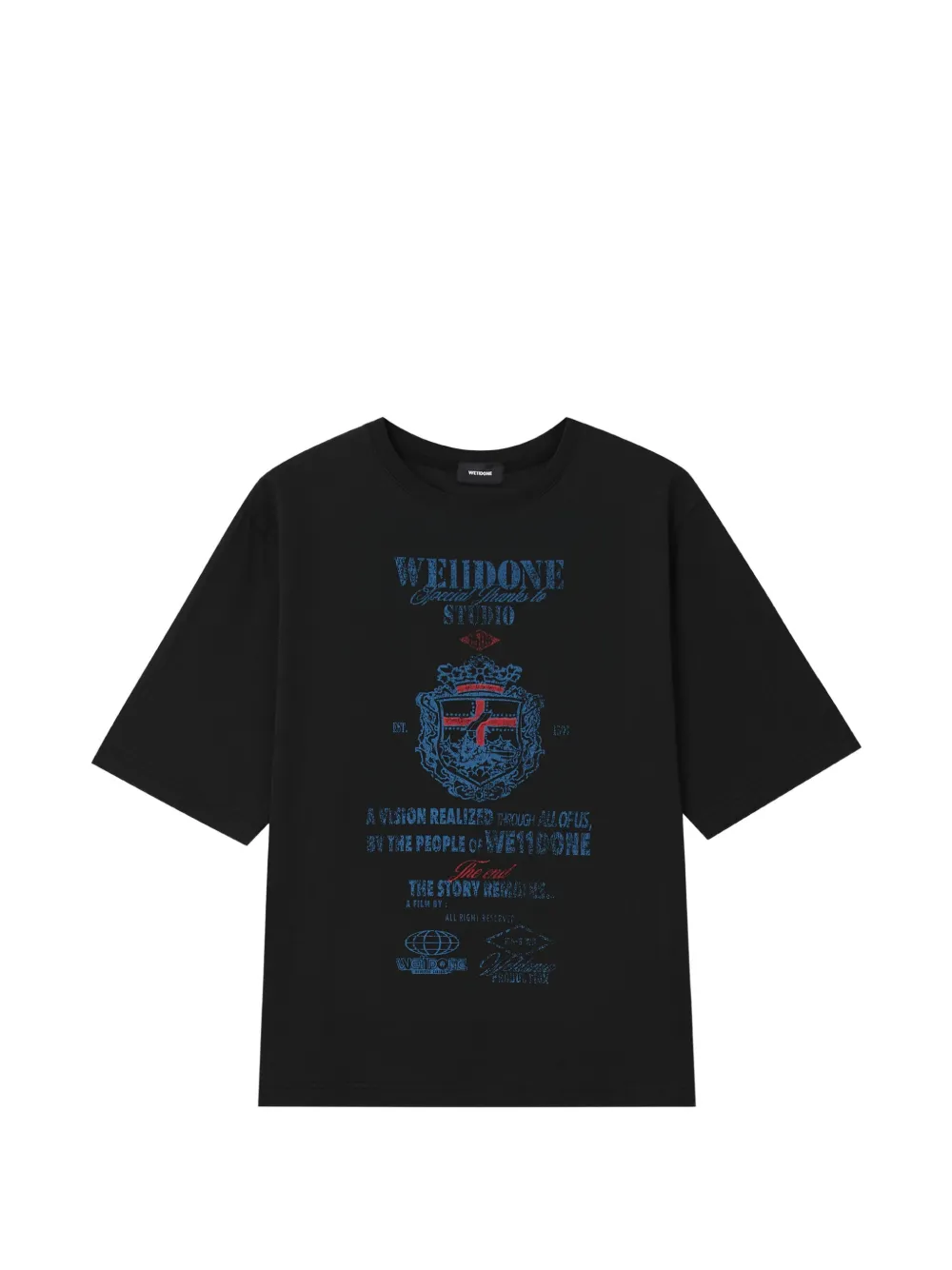 We11done logo-print drop-shoulder T-shirt Zwart