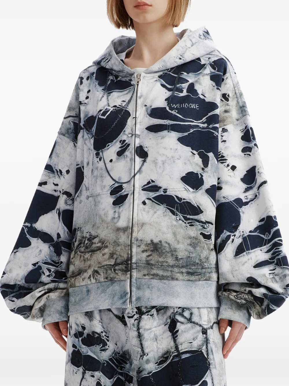 We11done trompe l'oeil-print hoodie Grijs