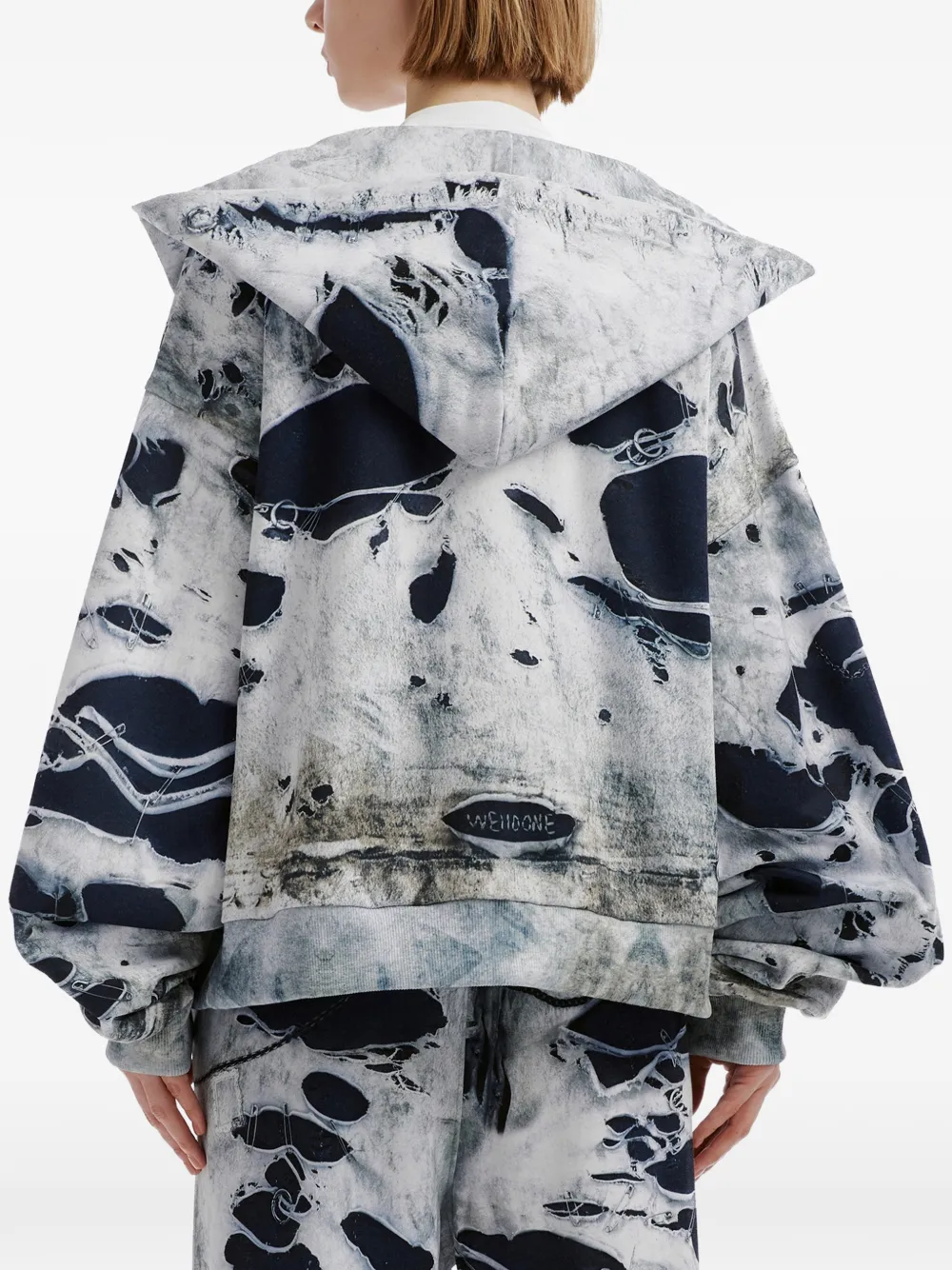 We11done trompe l'oeil-print hoodie Grijs