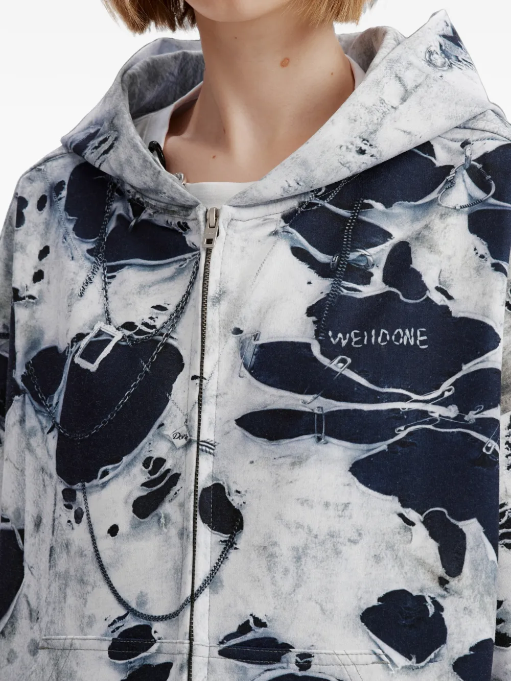 We11done trompe l'oeil-print hoodie Grijs