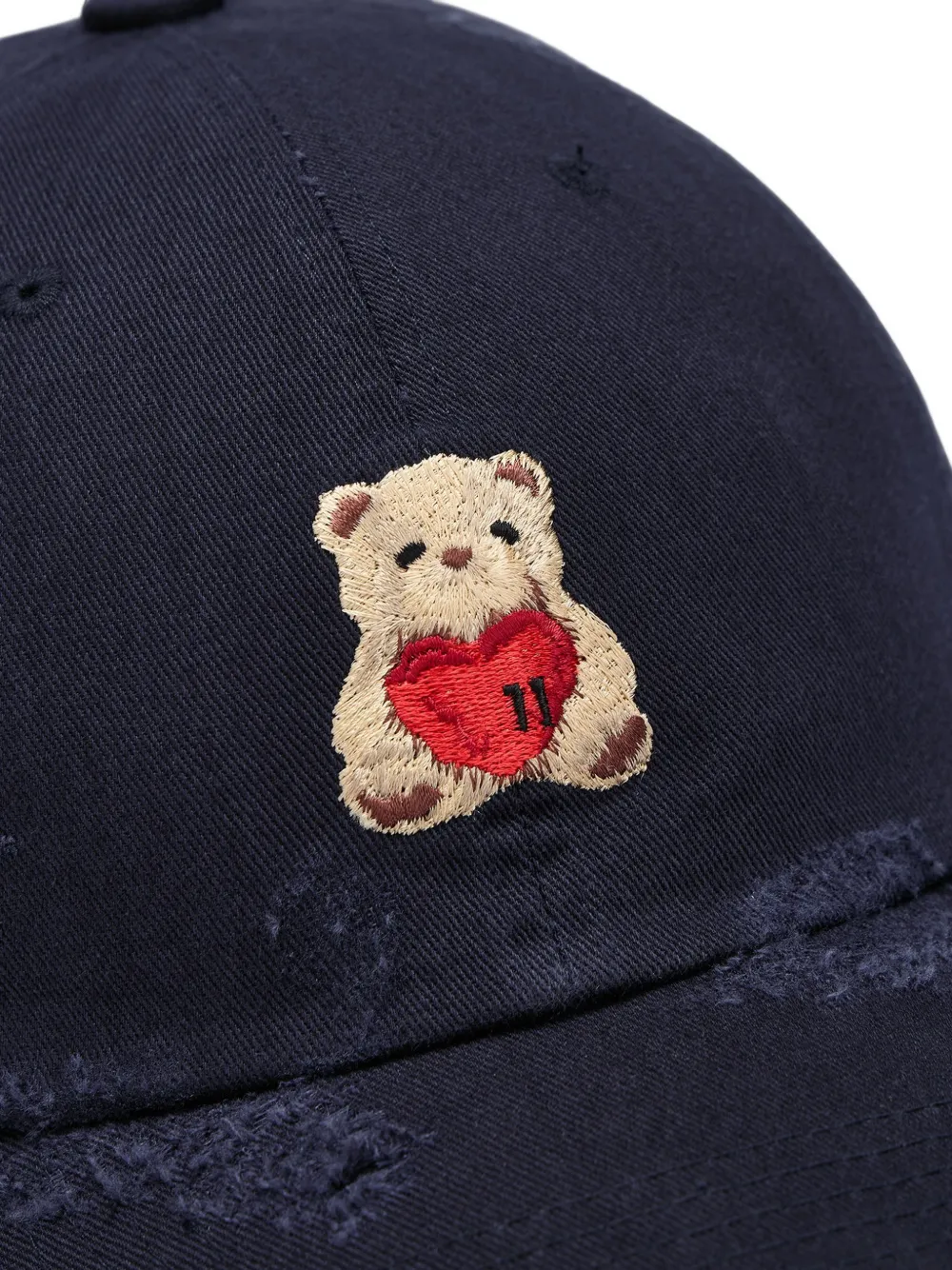 We11done distressed teddy-bear baseball cap Blauw
